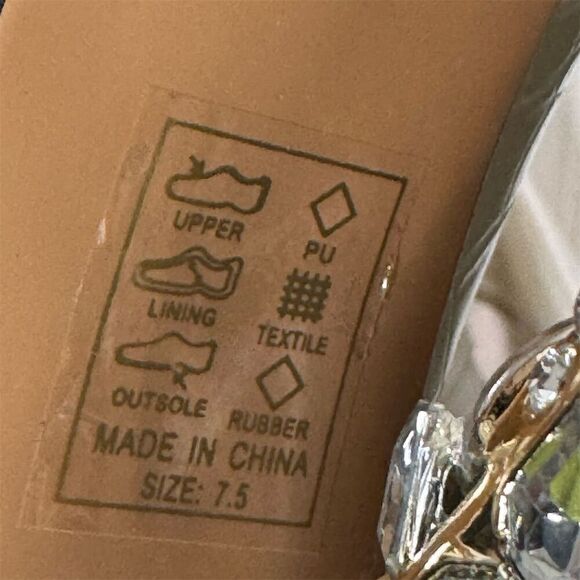 Azalea Wang Cream Croc Embossed Crystal Heel Pointed Toe Boots Size 7.5 - Picture 9 of 9